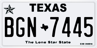TX license plate BGN7445