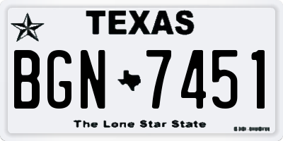 TX license plate BGN7451
