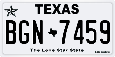 TX license plate BGN7459
