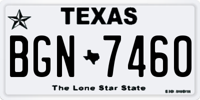 TX license plate BGN7460