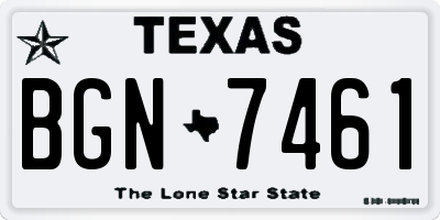 TX license plate BGN7461