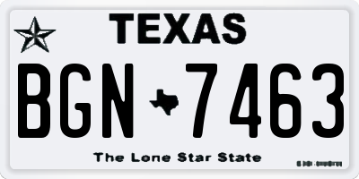 TX license plate BGN7463