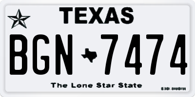 TX license plate BGN7474