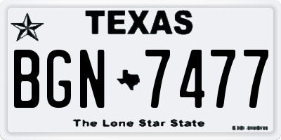 TX license plate BGN7477