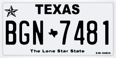 TX license plate BGN7481