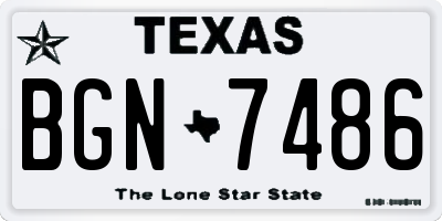 TX license plate BGN7486