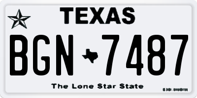 TX license plate BGN7487
