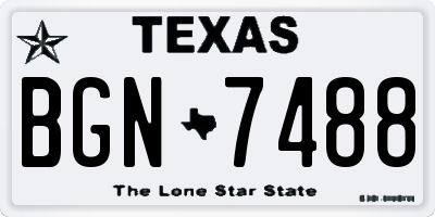 TX license plate BGN7488
