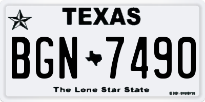TX license plate BGN7490