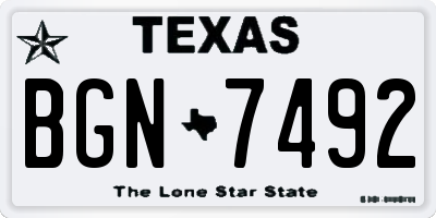 TX license plate BGN7492