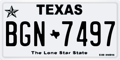 TX license plate BGN7497