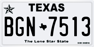 TX license plate BGN7513