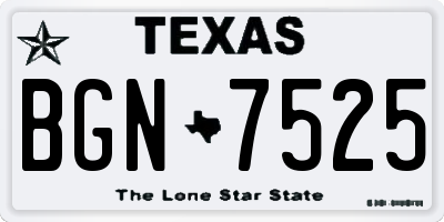TX license plate BGN7525