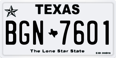 TX license plate BGN7601