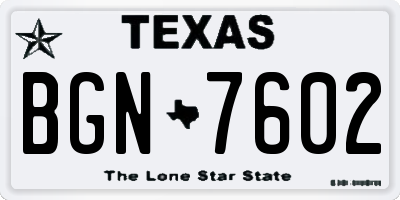 TX license plate BGN7602