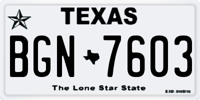 TX license plate BGN7603