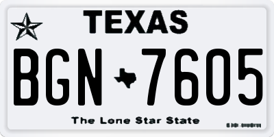 TX license plate BGN7605