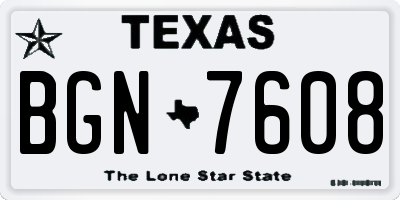 TX license plate BGN7608