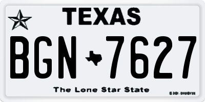 TX license plate BGN7627