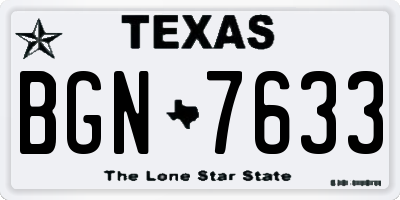 TX license plate BGN7633