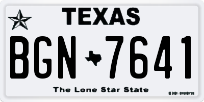 TX license plate BGN7641