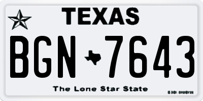 TX license plate BGN7643