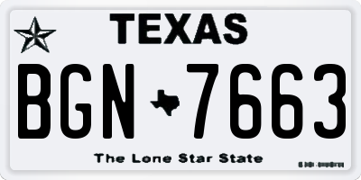 TX license plate BGN7663