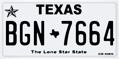 TX license plate BGN7664