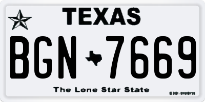 TX license plate BGN7669