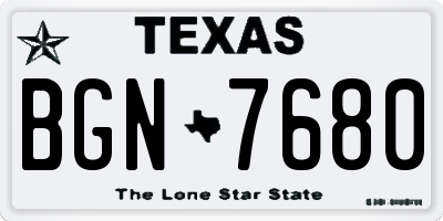 TX license plate BGN7680