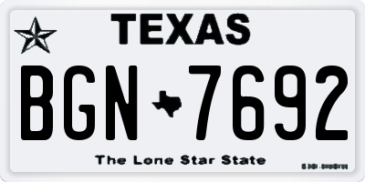 TX license plate BGN7692
