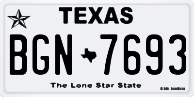 TX license plate BGN7693