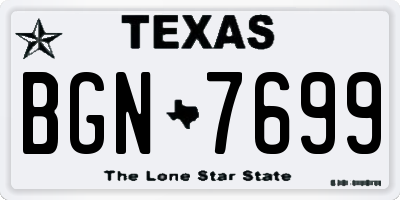 TX license plate BGN7699