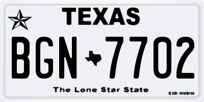 TX license plate BGN7702