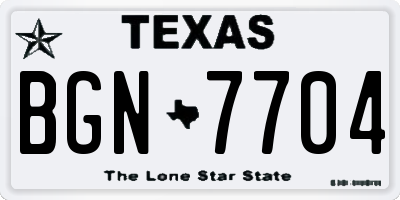 TX license plate BGN7704