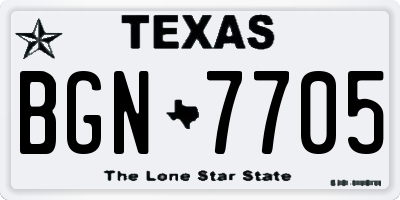 TX license plate BGN7705