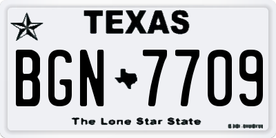 TX license plate BGN7709