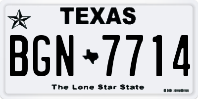 TX license plate BGN7714