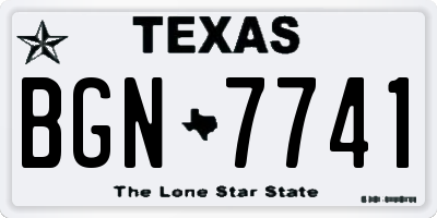 TX license plate BGN7741