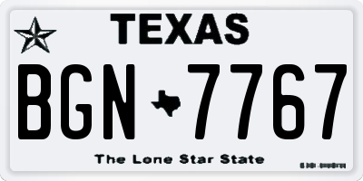 TX license plate BGN7767