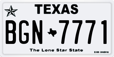 TX license plate BGN7771