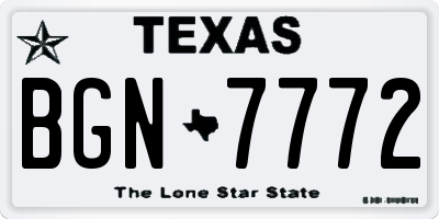 TX license plate BGN7772