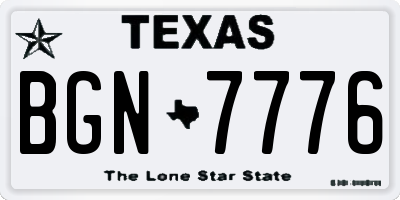 TX license plate BGN7776