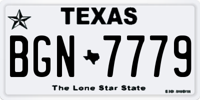 TX license plate BGN7779