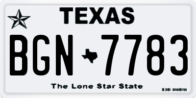 TX license plate BGN7783