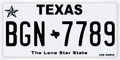 TX license plate BGN7789
