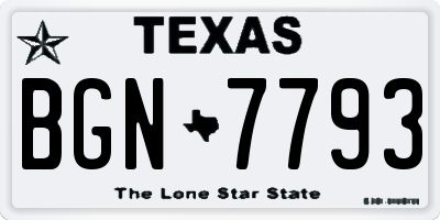 TX license plate BGN7793