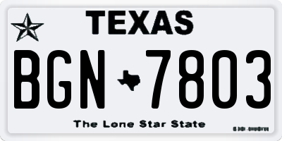 TX license plate BGN7803