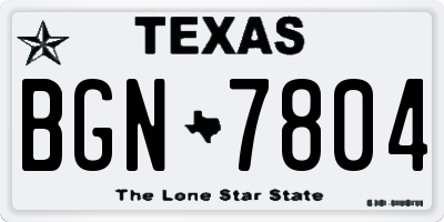 TX license plate BGN7804