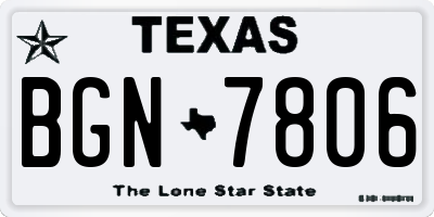 TX license plate BGN7806